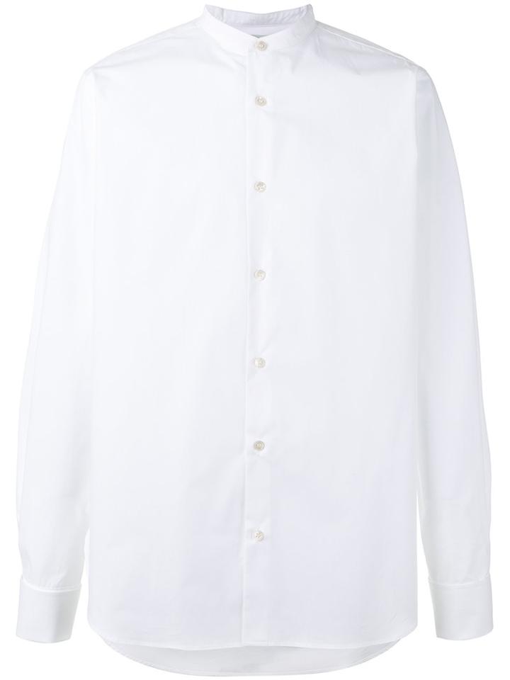 Stella Mccartney Granddad Collar Poplin Shirt, Men's, Size: 41, White, Cotton