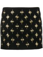 Balmain Eyelet Embellished Mini Skirt - Black