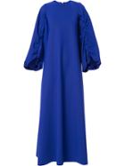Greta Constantine Ruffle Trim Sleeves Maxi Dress - Blue