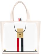 Thom Browne Stripe Printed Tote - White