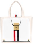 Thom Browne Stripe Printed Tote - White