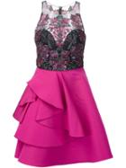 Marchesa Notte Embellished Top Dress, Women's, Size: 12, Black, Polyester