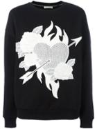 Each X Other Heart & Roses Patch Sweatshirt, Women's, Size: Medium, Black, Cotton
