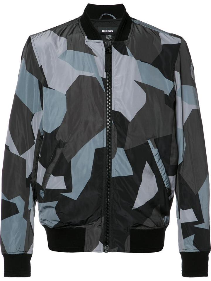 Diesel 'j-kill Digital' Bomber Jacket, Men's, Size: Small, Grey, Polyester/cotton