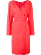 Nina Ricci Belted Wrap Dress, Women's, Size: 40, Pink/purple, Cotton