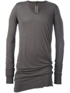 Rick Owens Long Length T-shirt, Men's, Size: Small, Grey, Silk/viscose