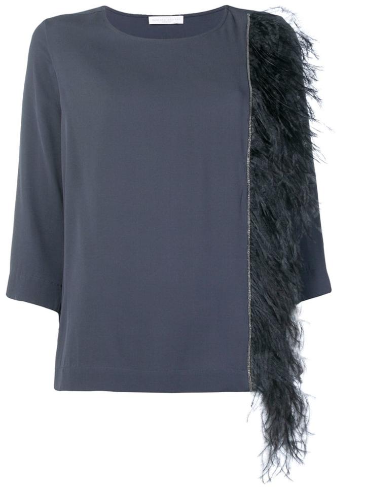 Fabiana Filippi Feathered Detail Blouse - Blue