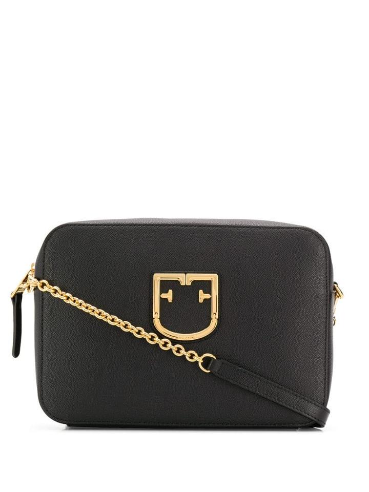 Furla Logo Plaque Shoulder Bag - Black