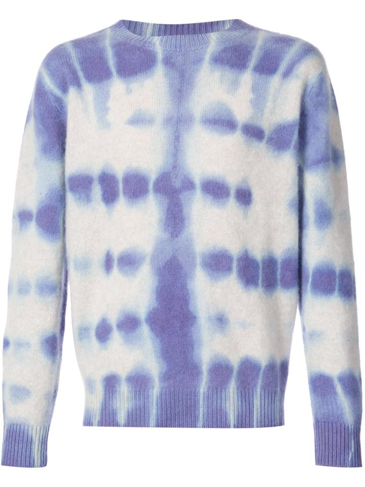 The Elder Statesman Tie Dye Crew Neck Sweater - Blue