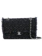 Chanel Vintage Double Flap Tweed Shoulder Bag - Black
