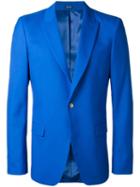 Alexander Mcqueen One Button Blazer, Men's, Size: 52, Blue, Wool/silk/viscose