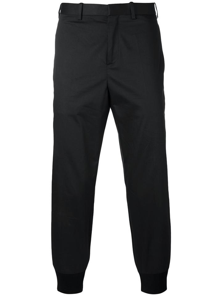 Neil Barrett - Cuffed Trousers - Men - Cotton/spandex/elastane - 50, Black, Cotton/spandex/elastane