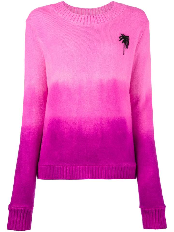 The Elder Statesman Pink Tie Dye Palm Tree Cashmere Sweater - Pink &