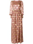 Piccione. Piccione Embroidered Flared Maxi Dress - Pink & Purple