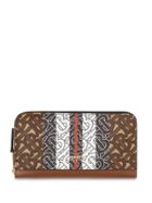 Burberry Monogram Stripe E-canvas And Leather Ziparound Wallet - Brown