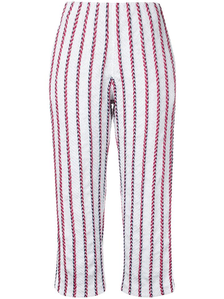 Coohem - Striped Tweed Cropped Trousers - Women - Cotton/nylon/polyester - 38, White, Cotton/nylon/polyester