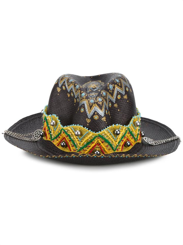 Ibo Maraca Gypsy King Hat, Women's, Size: Large, Black, Straw/metal