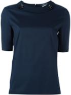's Max Mara Embellished Neck Blouse, Women's, Size: 34, Blue, Cotton/polyester/spandex/elastane