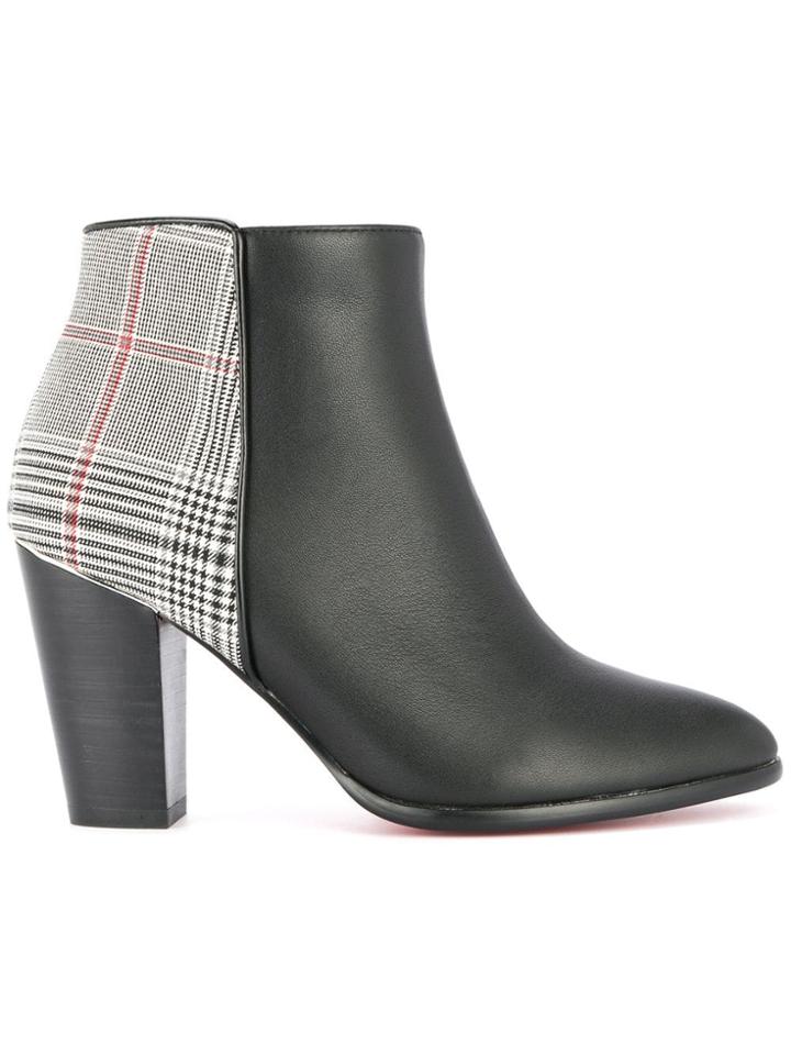 Loveless Check Detail Boots - Black
