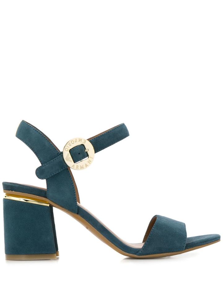 Emporio Armani Logo Buckled Sandals - Blue