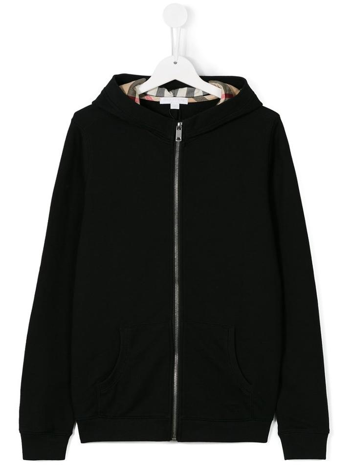 Burberry Kids Haymarket Check Lined Hoodie, Boy's, Size: 14 Yrs, Black