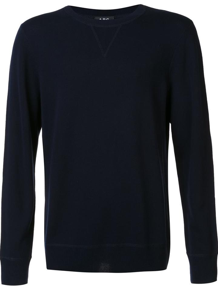 A.p.c. Crew Neck Jumper, Men's, Size: Xl, Black, Rayon