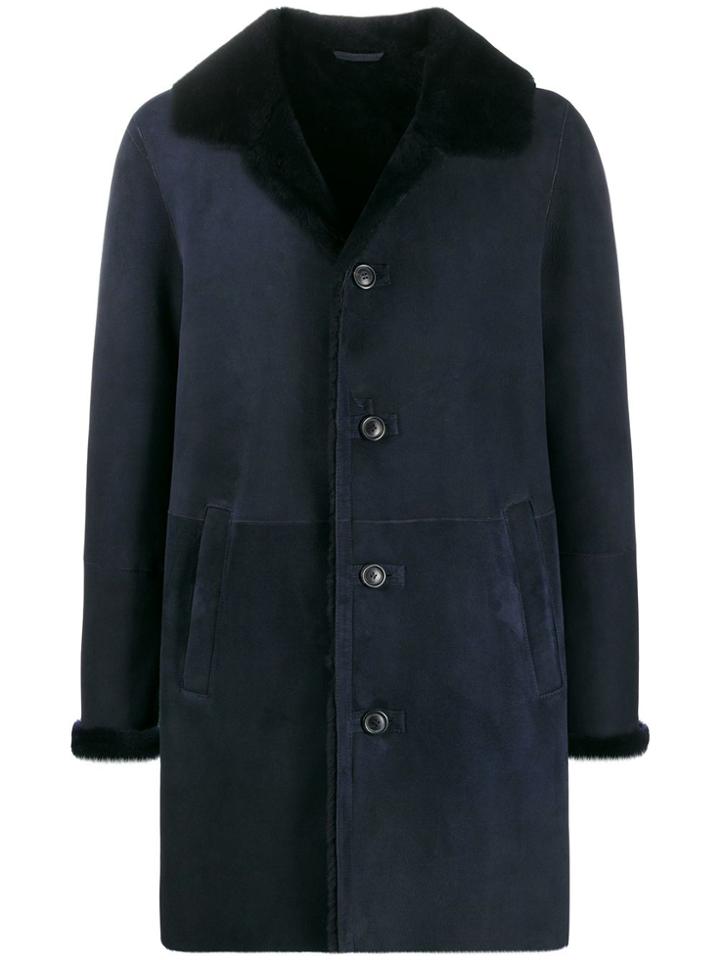Desa 1972 Shearling Buttoned Coat - Blue