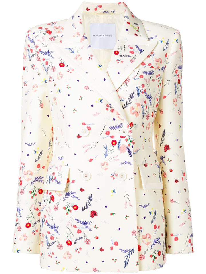 Ermanno Scervino Floral Double Breasted Blazer - Neutrals