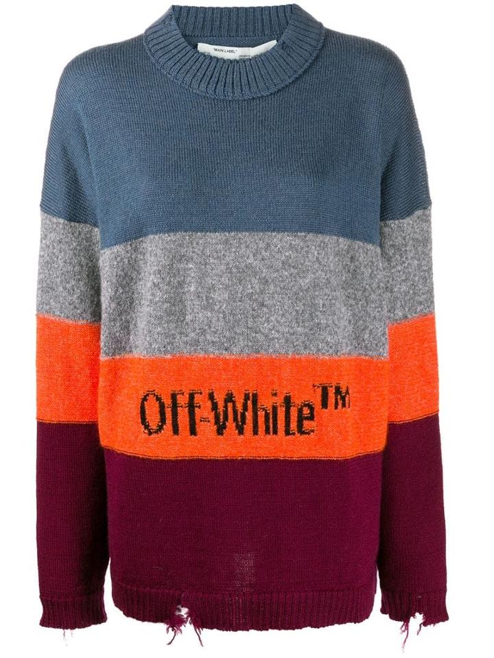 Off-white Distressed Logo Sweater - Orange