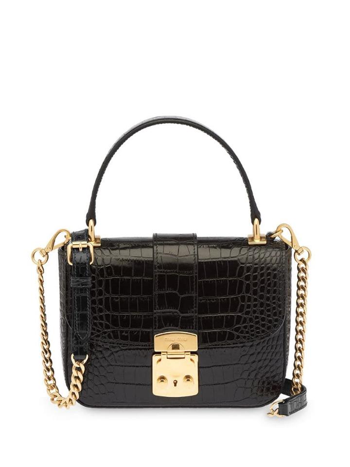 Miu Miu Crocodile-effect Tote Bag - Black