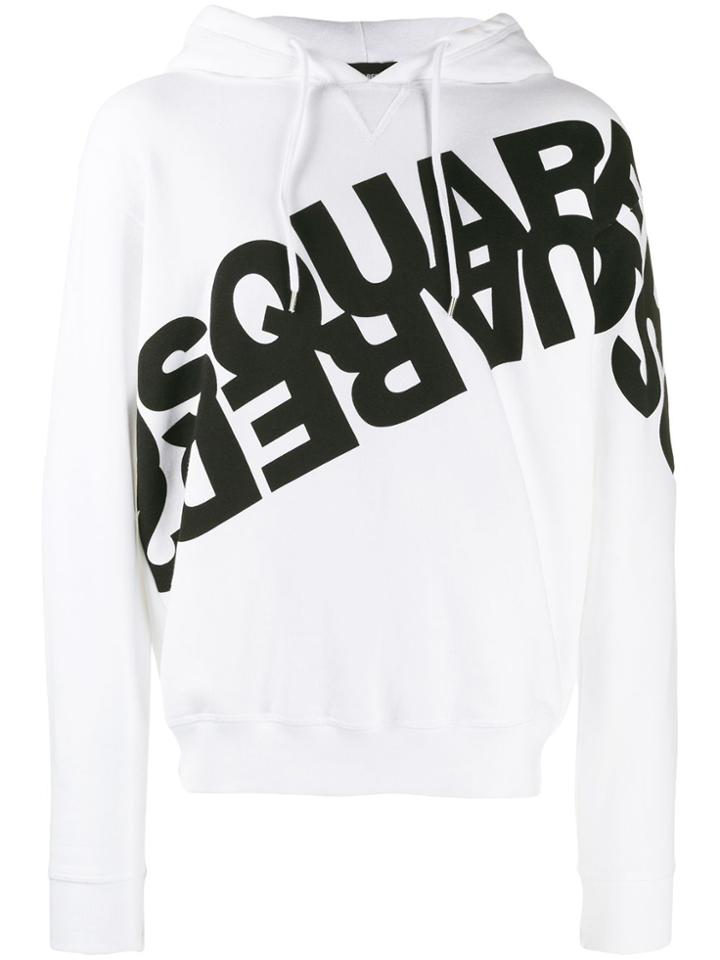 Dsquared2 Double Logo Printed Hoodie - White