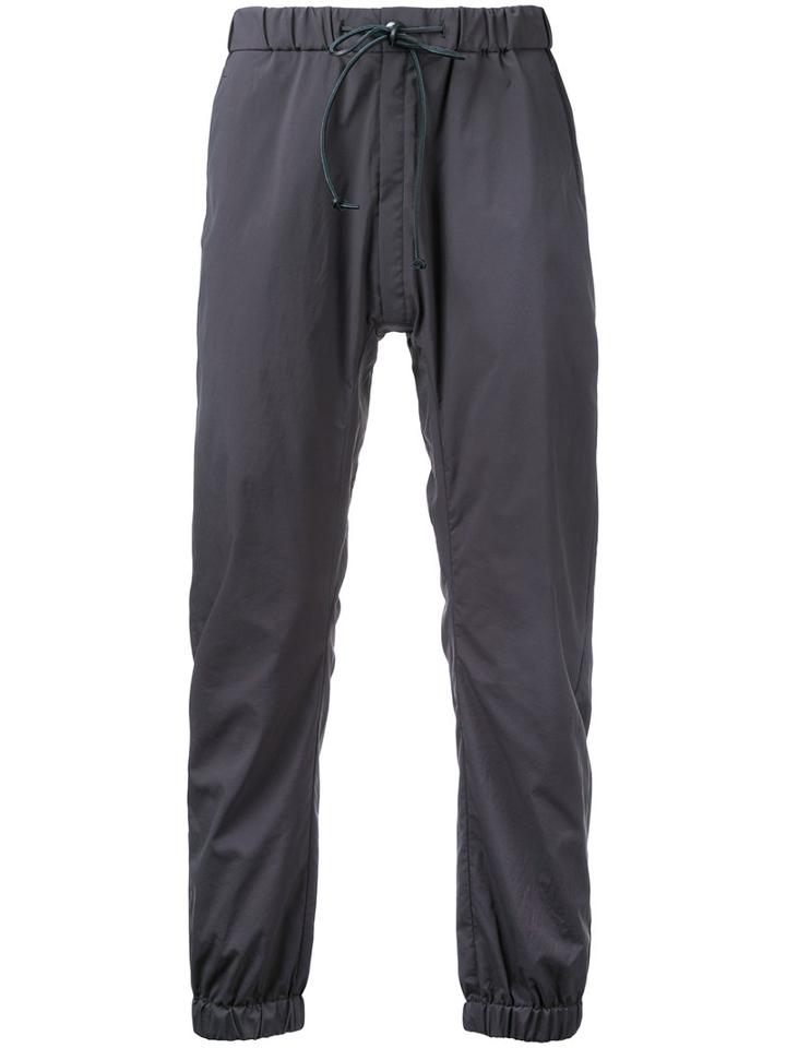 Kazuyuki Kumagai - Cropped Drawstring Trousers - Men - Nylon/polyester - 2, Grey, Nylon/polyester