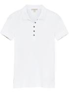 Burberry Check Trim Stretch Cotton Polo Shirt - White