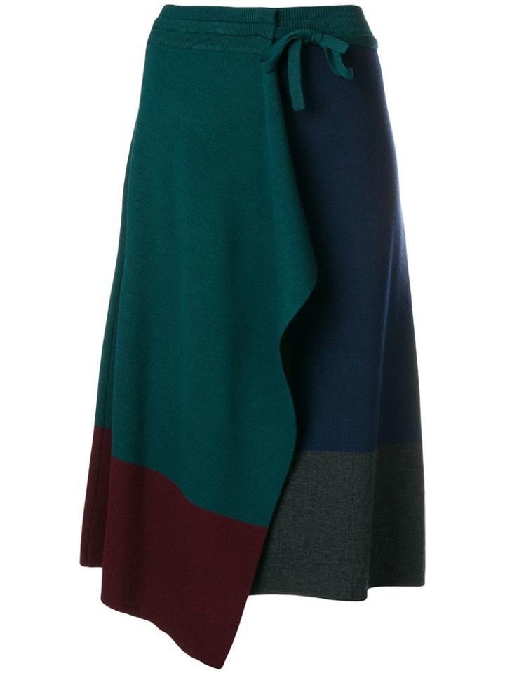 Kenzo Colour Block Wrap Skirt - Green