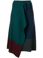 Kenzo Colour Block Wrap Skirt - Green