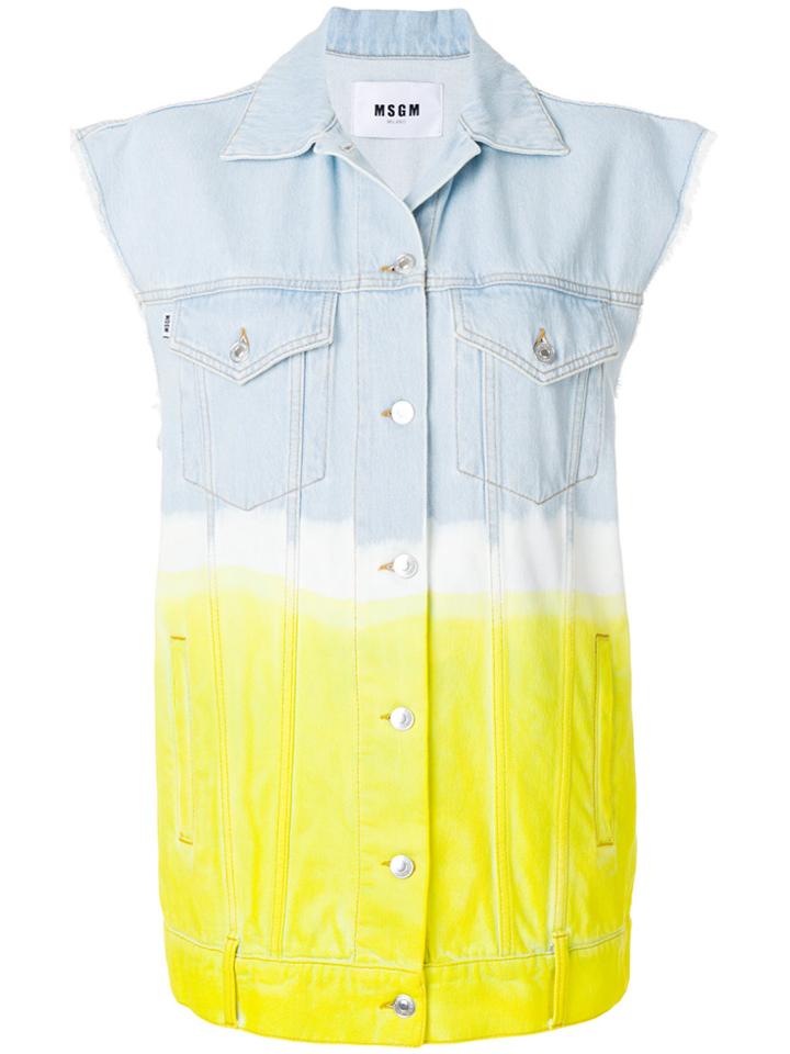 Msgm Gradient Effect Denim Gilet - Blue