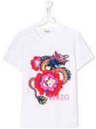 Kenzo Kids Teen Printed Japanese Flower T-shirt - White
