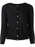 Roberto Collina - Fitted Round Neck Cardigan - Women - Polyester/viscose - L, Black, Polyester/viscose