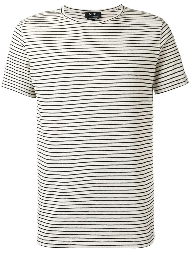 A.p.c. - Striped T-shirt - Men - Cotton/linen/flax/polyester/viscose - L, White, Cotton/linen/flax/polyester/viscose