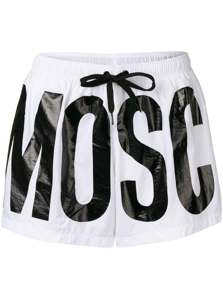 Moschino Logo Print Swim Shorts - White