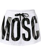 Moschino Logo Print Swim Shorts - White