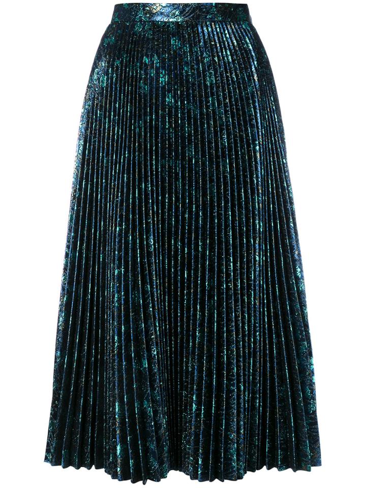 Prada Pleated Metallic Skirt - Blue