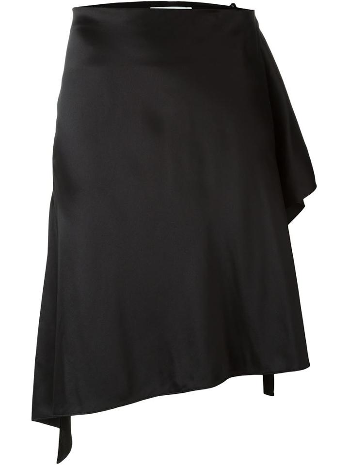 Givenchy Asymmetric Midi Skirt, Women's, Size: 38, Black, Silk/cotton