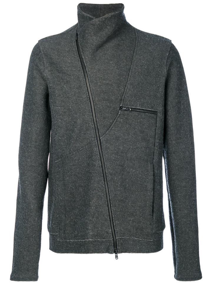 Lost & Found Ria Dunn - Off-centre Zip Jacket - Men - Cotton/linen/flax/polyamide/wool - M, Grey, Cotton/linen/flax/polyamide/wool