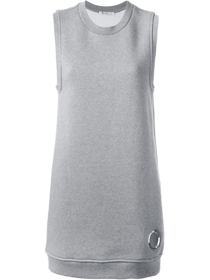 T By Alexander Wang Eyelet Sweatshirt Dress, Women's, Size: M, Grey, Cotton/polyester