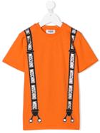 Moschino Kids Teen Suspenders Print T-shirt - Yellow & Orange