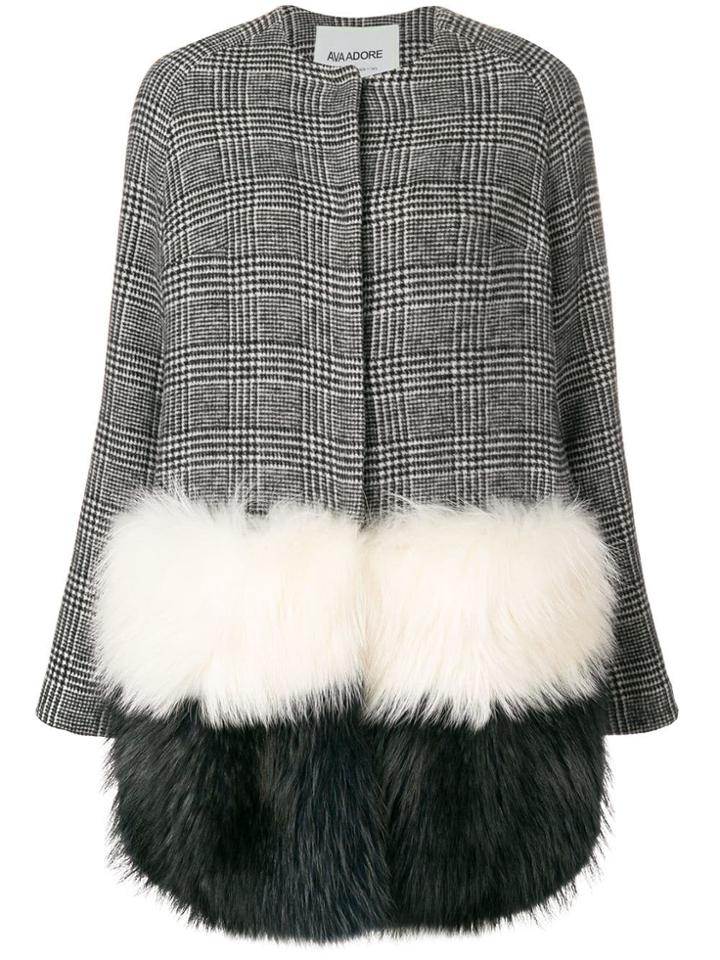 Ava Adore Peony Check Coat - Grey