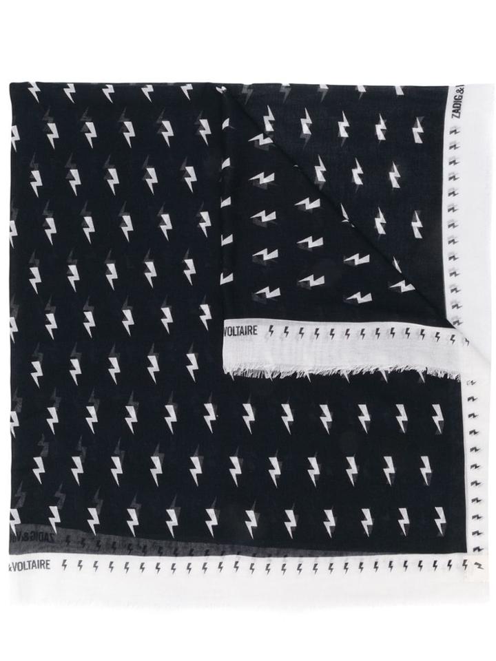 Zadig & Voltaire Thunderbolt Print Scarf - Blue