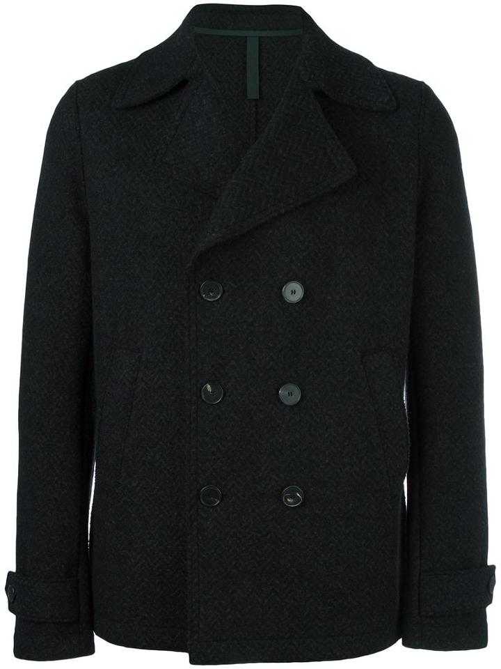 Harris Wharf London Double-breasted Short Coat, Men's, Size: 52, Grey, Virgin Wool