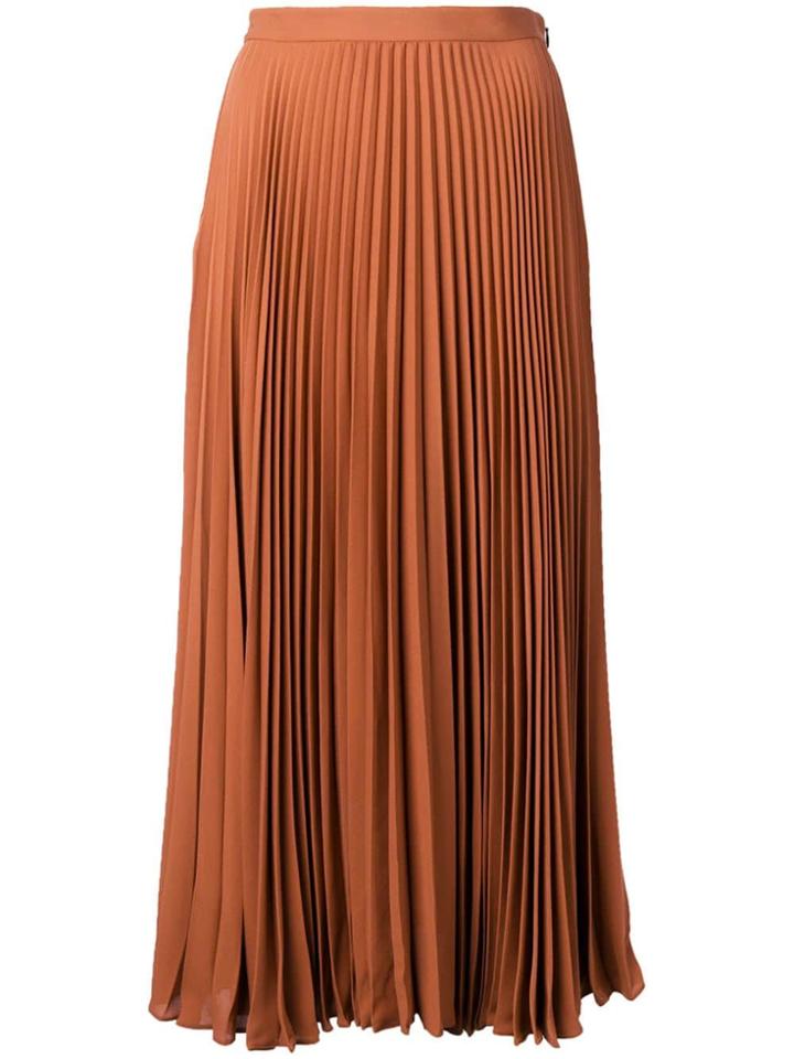 Valentino Midi Pleated Skirt - Brown